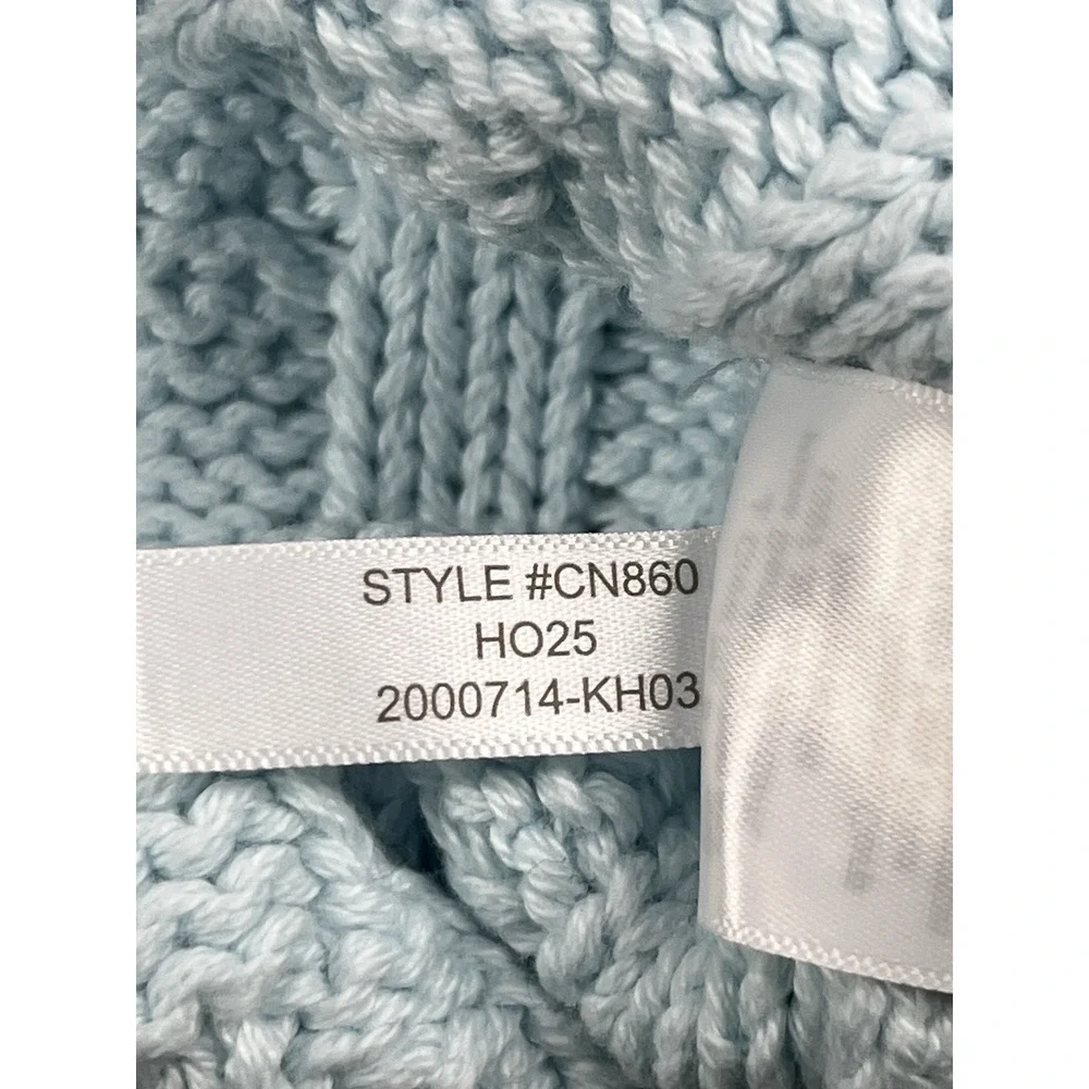 J Crew Cable Knit Crewneck Sweater Womens Medium Blue Midday Skies Classic